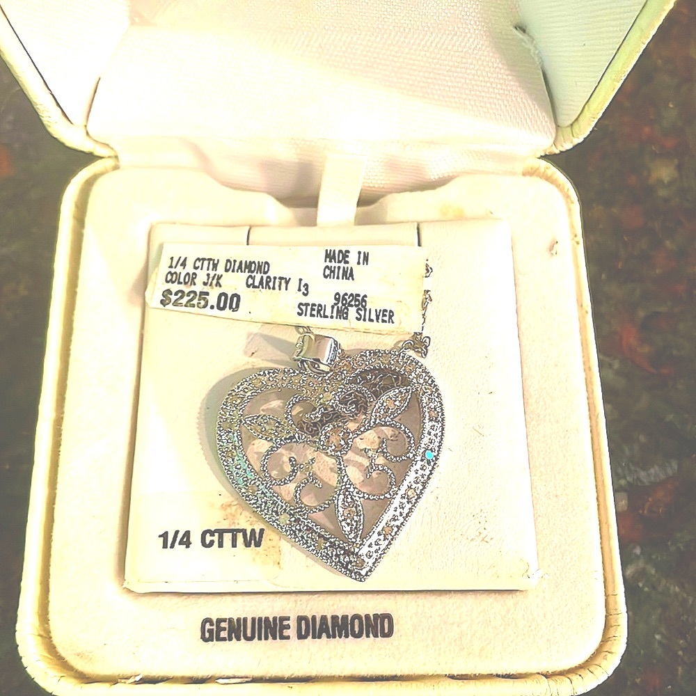 Diamond and Sterling Silver Heart Necklace
